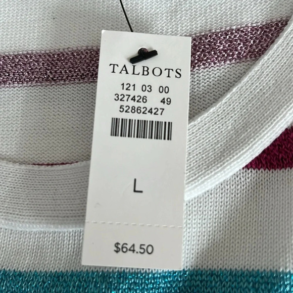 Talbots Metallic Stripe Knit Top - NEW - Size Large - Picture 6 of 7